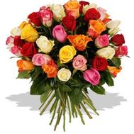 Букет разноцветных роз №132