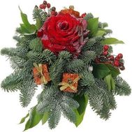 Новогодняя композиция – Красная роза №911