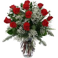 Новогодний букет цветов – Розы в снегу №916