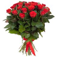 Букет червоних троянд зі стрічкою