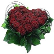 Серце з 25 червоних троянд