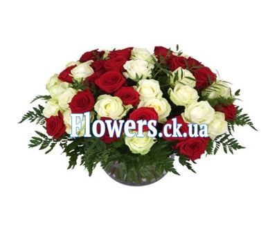 Корзина роз микс №435