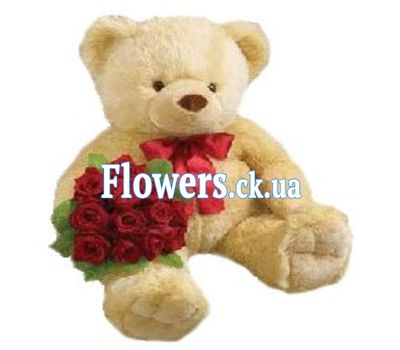 Мишка 2 м. с розами - Я с тобой №1817