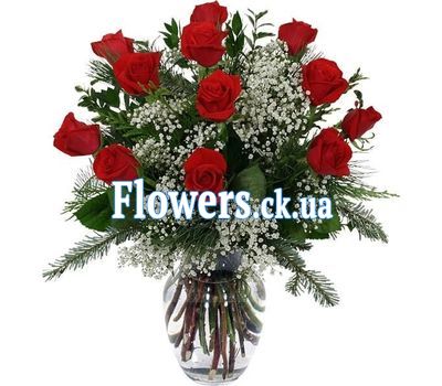 Новогодний букет цветов – Розы в снегу №916