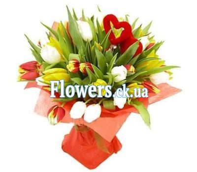 Букет тюльпанов с сердцем №805