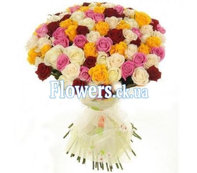 Букет разноцветных роз №122