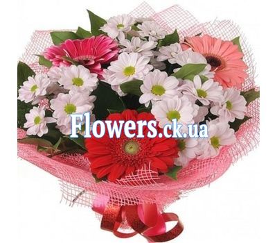 Букет цветов из гербер и хризантем №225