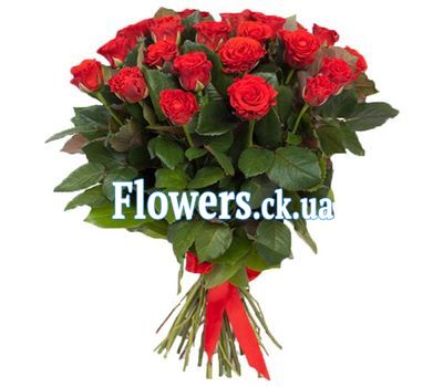 Букет червоних троянд зі стрічкою