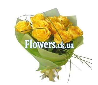 Букет із 9 жовтих троянд