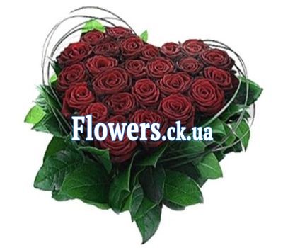Серце з 25 червоних троянд