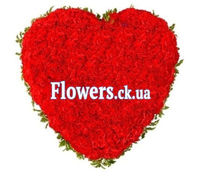 Серце з червоних гвоздик