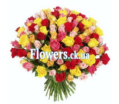 Букет из 101 разноцветной розы