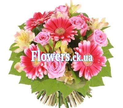 Букет роз и альстромерий