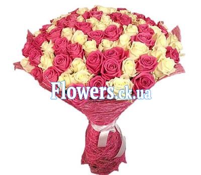 101 белая и розовая роза