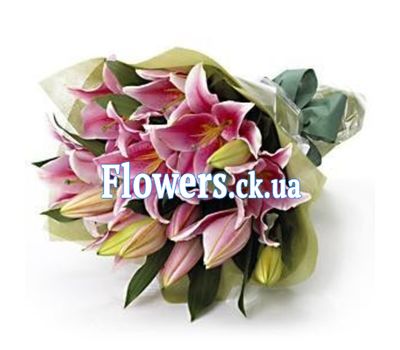 Букет 9 рожевих лілій