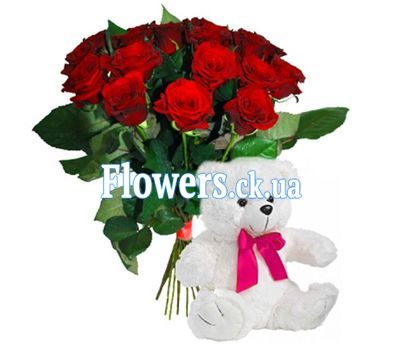 Мишка с розами